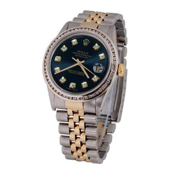 Rolex Datejust Watch Two Tone Men Bezel Diamond QUICK SET