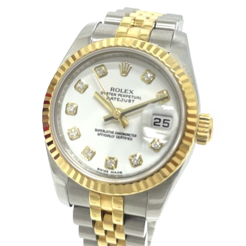 Rolex Datejust White Diamond Dial Hidden Clasp Quick Set 36 mm Two Tone Watch