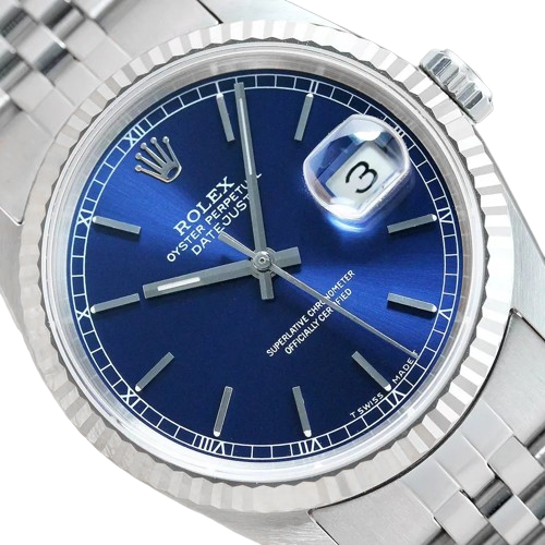 Rolex Datejust Year 2000 Blue Stick Dial 36 mm Stainless Steel Watch