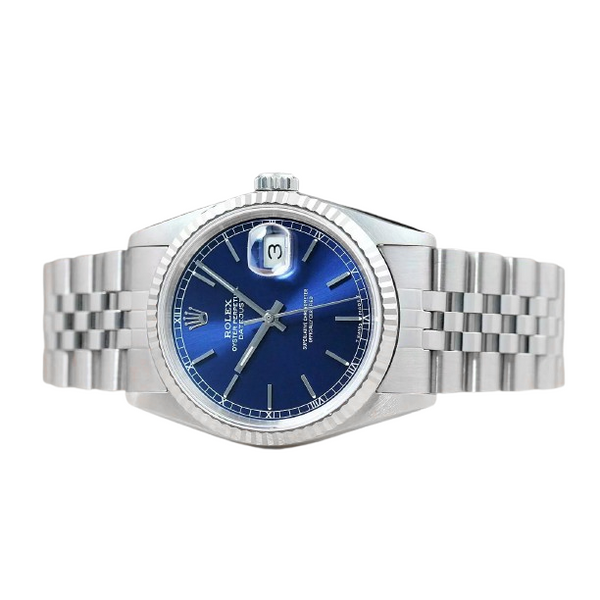 Rolex Datejust Year 2000 Blue Stick Dial 36 mm Stainless Steel Watch
