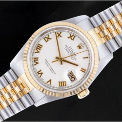 Rolex Datejust Year 2002 White Roman Dial 36 mm Two Tone Watch