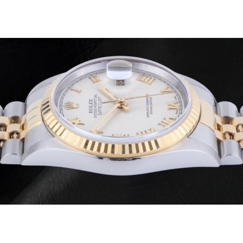 Rolex Datejust Year 2002 White Roman Dial 36 mm Two Tone Watch