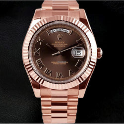 Rolex Day Date Ii 41 Mm Brown Roman Dial Men Watch Rose Gold 18K