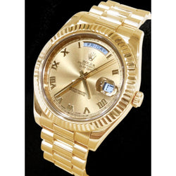 Rolex Day Date Ii 41 Mm Mens Watch Fluted Bezel Yellow Gold 18K