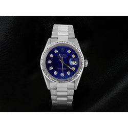 Rolex Dj Blue Diamond Dial Bezel Men Watch Stainless Steel Oyster QUICK SET