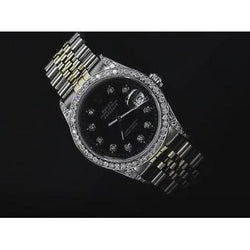 Rolex Dj Quick Set No Holes Diamond Bezel Black Dial Ss Bracelet