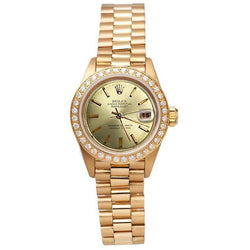 Rolex Dj Watch Presidential Style Champagne Stick Dial Bezel