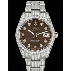 Men's Diamond Chocolate Diamond Rolex 26.5 ct in Stainless Steel