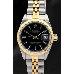 Rolex Lady-Datejust 26 mm Black Stick Dial Two Tone Watch