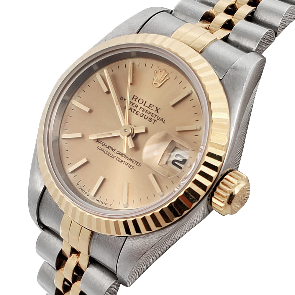 Rolex Lady-Datejust 26 mm Champagne Stick Dial Two Tone Watch