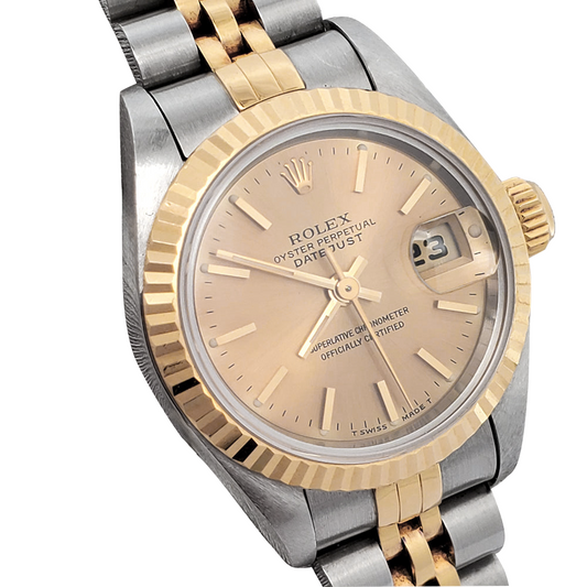 Rolex Lady-Datejust 26 mm Champagne Stick Dial Two Tone Watch