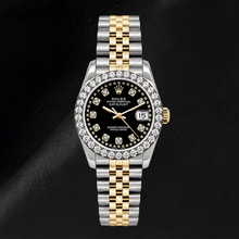 Rolex Datejust 6917 Lady 26mm Black String Diamond Dial Two Tone Watch