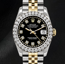 Rolex Datejust 6917 Lady 26mm Black String Diamond Dial Two Tone Watch