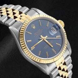 Rolex Lady Datejust 18K Yellow Gold Steel Blue Dial 31mm Watch