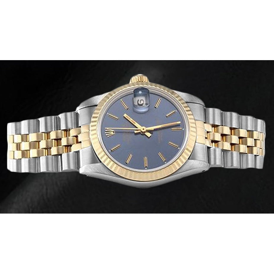 18K Yellow Gold Steel Blue Dial 