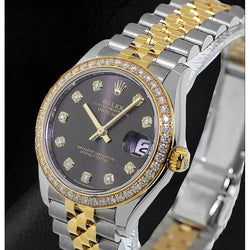 Rolex Lady Datejust 31mm Rhodium Natural Earth Mined Diamond Two Tone Watch