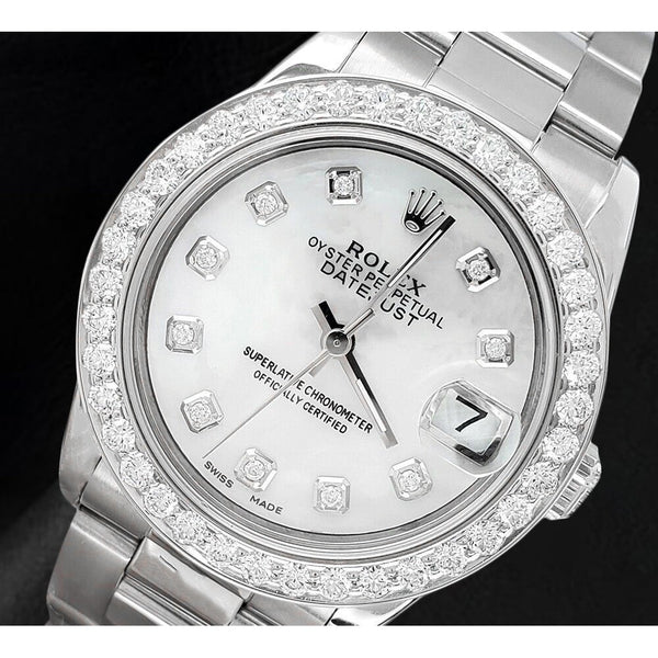 Rolex Lady Datejust 31 mm White Mother Of Pearl Diamond Dial Stainless Steel Watch