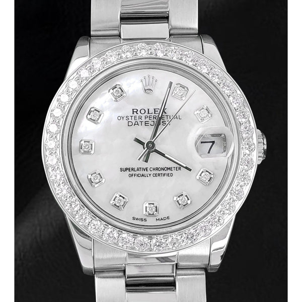 Rolex Lady Datejust 31 mm White Mother Of Pearl Diamond Dial Stainless Steel Watch