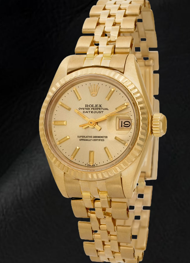 Rolex Lady Datejust President Style Champagne 26 mm Yellow Gold Watch