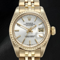 Rolex Lady Datejust White Stick Dial President Yellow Gold Watch