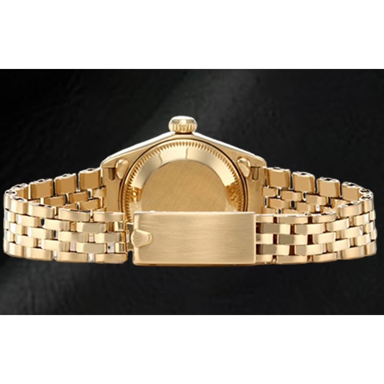 Rolex Lady Datejust White Stick Dial President Yellow Gold Watch