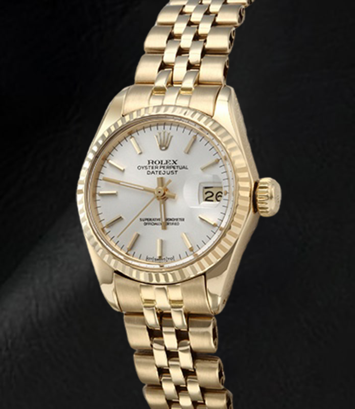 Rolex Lady Datejust White Stick Dial President Yellow Gold Watch