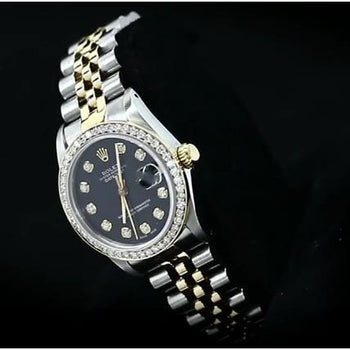 Rolex Mid Size Datejust Diamond Watch Black Midsize-Diamond Dial