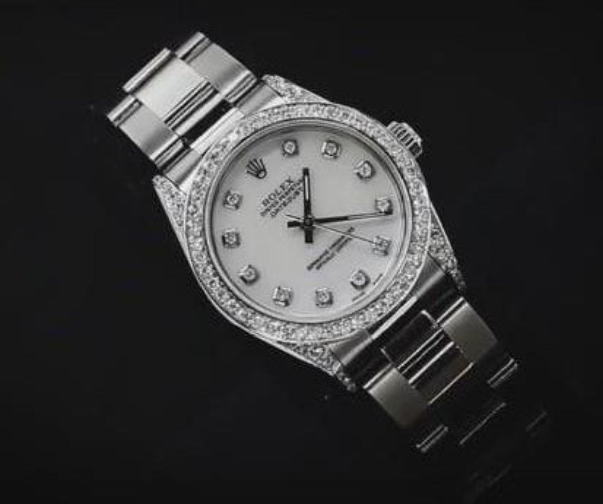 natural round diamond watch front view
