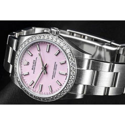 Rolex Oyster Perpetual Iced Bezel Stainless Steel Ladies Watch