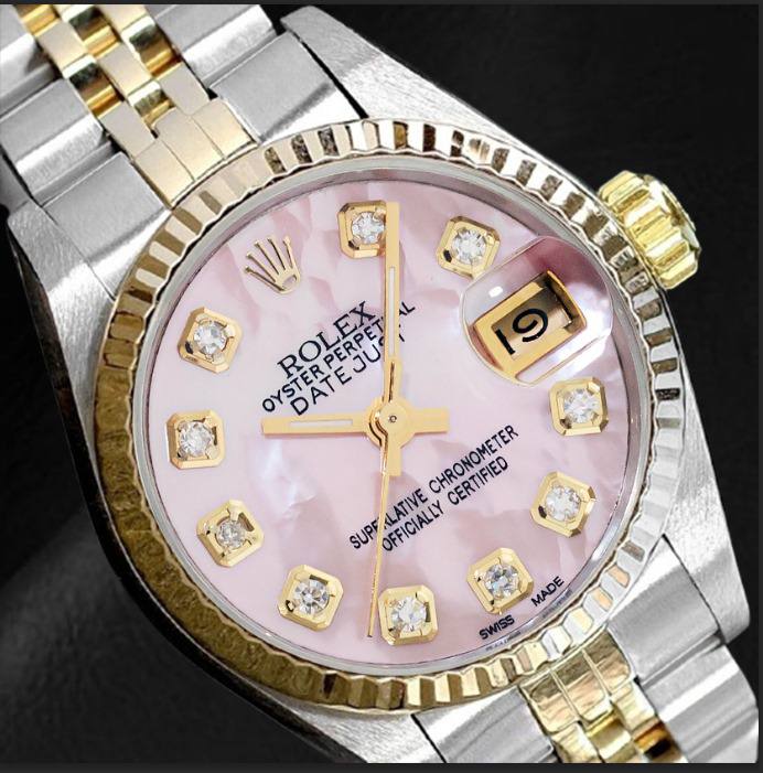 Rolex Pink Diamond Dial 1994 Two Tone 26 mm 