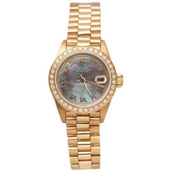 Rolex Presidential Style Lady Watch Yg Mop Roman Dial Diamond Bezel