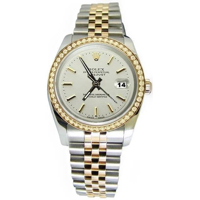 White Stick Dial Diamond Bezel QUICK SET