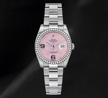 Rolex 116200 Datejust 36mm Pink Floral Arabic Dial Diamond Stainless Steel Watch