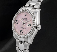 Rolex 116200 Datejust 36mm Pink Floral Arabic Dial Diamond Stainless Steel Watch