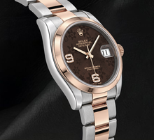Rolex 116201 Datejust 36mm Brown Floral Arabic Diamond Dial Two Tone Watch