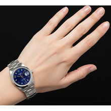 Rolex 15200 Oyster Perpetual Date Blue Arabic 34mm SS Watch