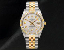 Rolex 15223 Silver Diamond Dial 34mm Two Tone Watch