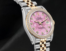 Rolex 16013 36mm Datejust  Pink Floral Diamond Dial Two Tone Watch