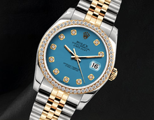 Rolex 16013 Datejust 36mm Blue Diamond Dial Two Tone Watch