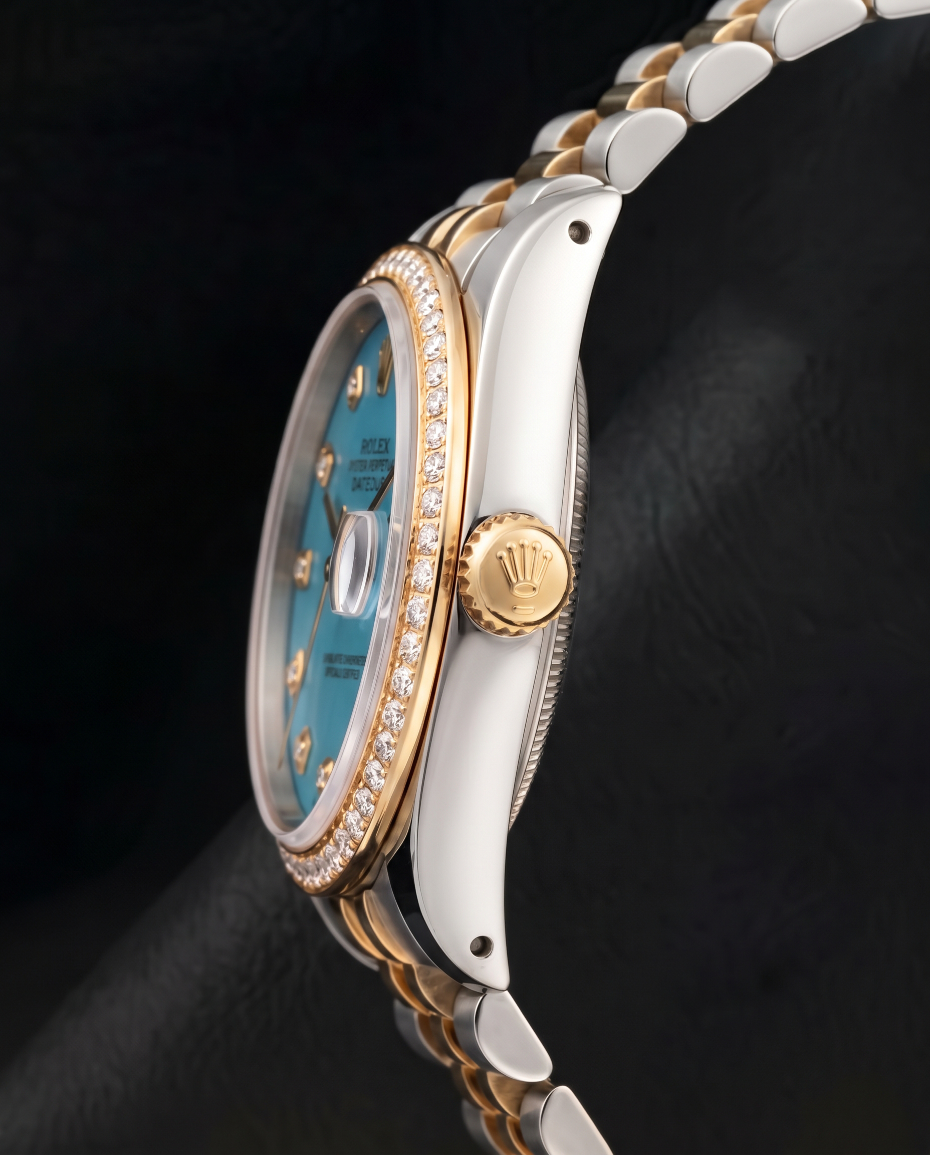 Rolex 16013 Datejust 36mm Blue Diamond Dial Two Tone Watch