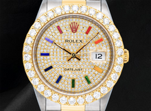 Rolex 16013 Datejust Diamond Paved Rainbow Hour Dial 36mm Watch Two Tone