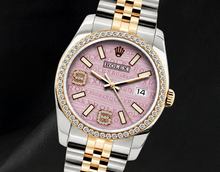 Rolex 16013 Pink Wave Arabic Diamond Dial Datejust 36mm Diamond Bezel Watch