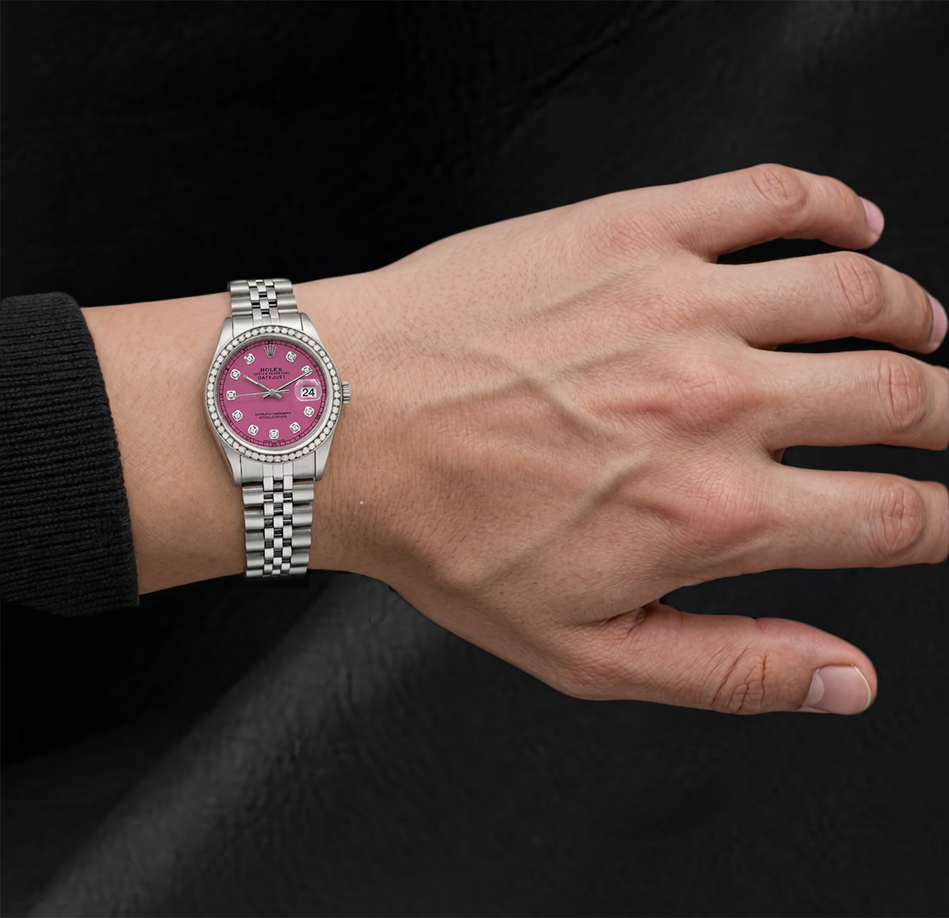 Rolex 16014 Datejust 36mm Pink Diamond Dial Stainless Steel Watch