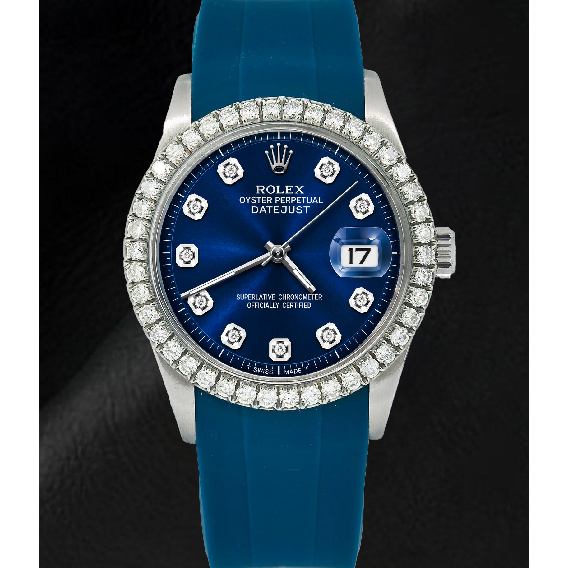 Rolex 1601 Datejust 36mm Blue Diamond Dial Watch