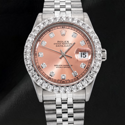 Rolex 1601 Datejust Salmon Diamond Dial 36mm Stainless Steel Watch