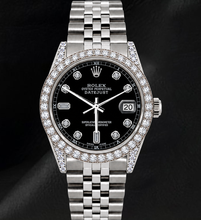 Rolex 16200 Datejust 36mm  Black Diamond Dial Stainless Steel Watch