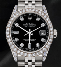 Rolex 16200 Datejust 36mm  Black Diamond Dial Stainless Steel Watch