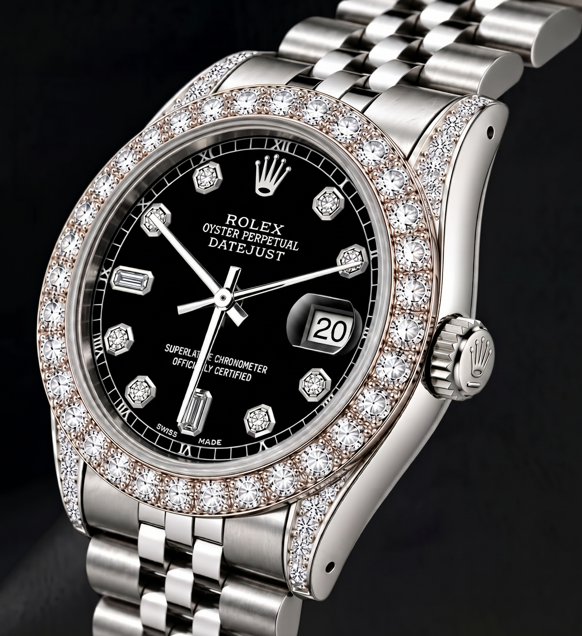 Rolex 16200 Datejust 36mm  Black Diamond Dial Stainless Steel Watch