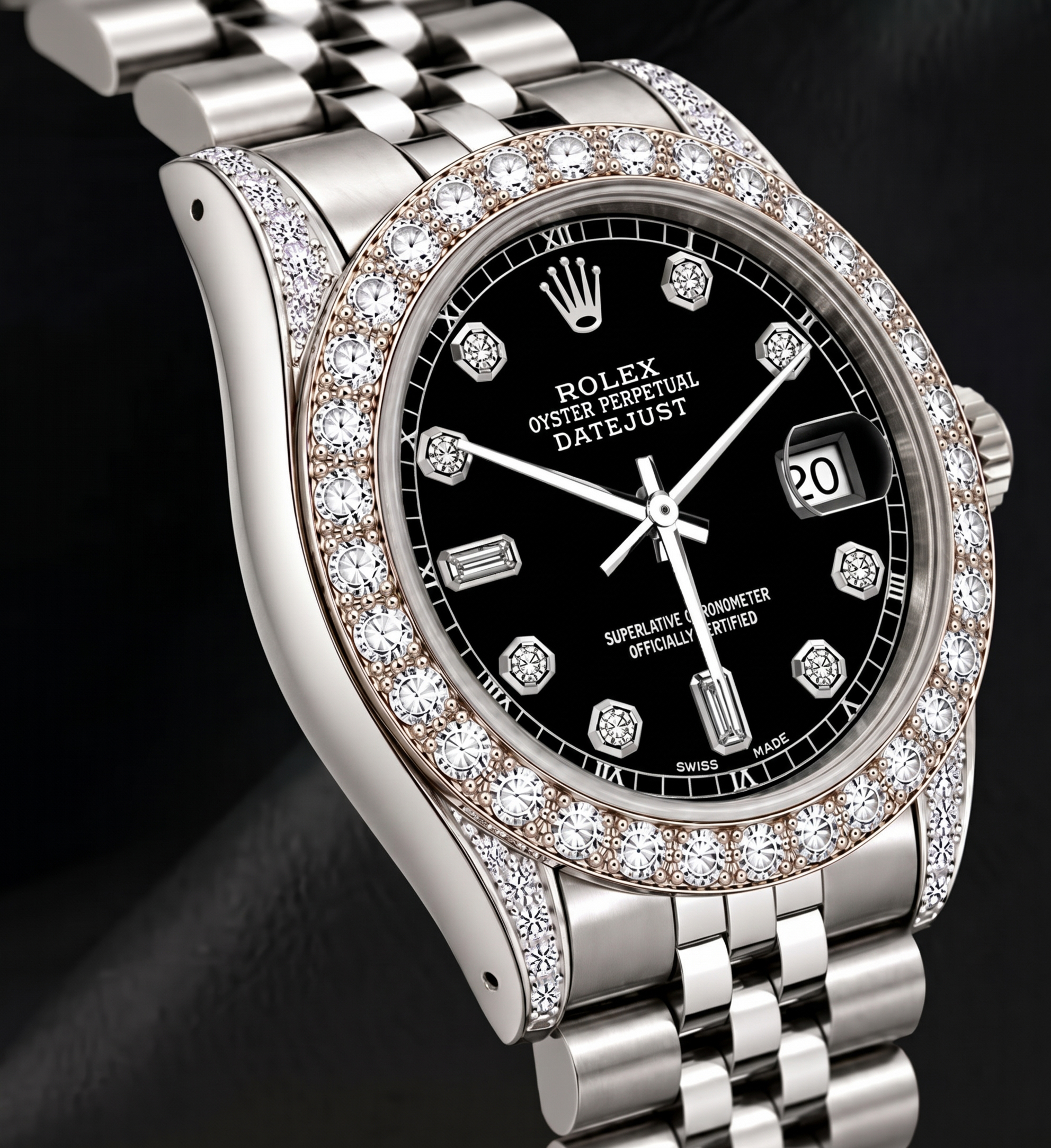 Rolex 16200 Datejust 36mm  Black Diamond Dial Stainless Steel Watch