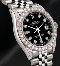 Rolex 16200 Datejust 36mm  Black Diamond Dial Stainless Steel Watch
